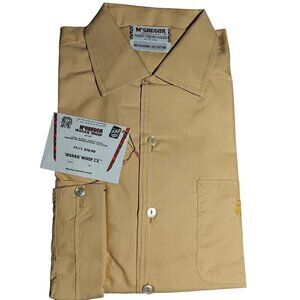 Vintage 1970s  McGREGOR SHIRT Mens 14.5 SMALL Yellow Dacron Embroidered Pocket